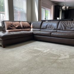 2 Piece Leather Sectional Sleeper With Chase