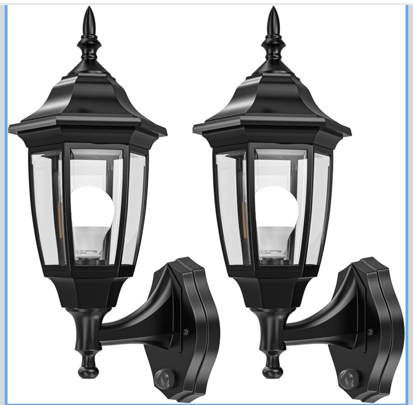 Set of 2 Dusk to Dawn Outdoor Porch Sconces, LED Waterproof