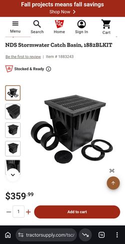 Brand-new 18 X 18 in , NDS Catch Basin , 1882BLKIT