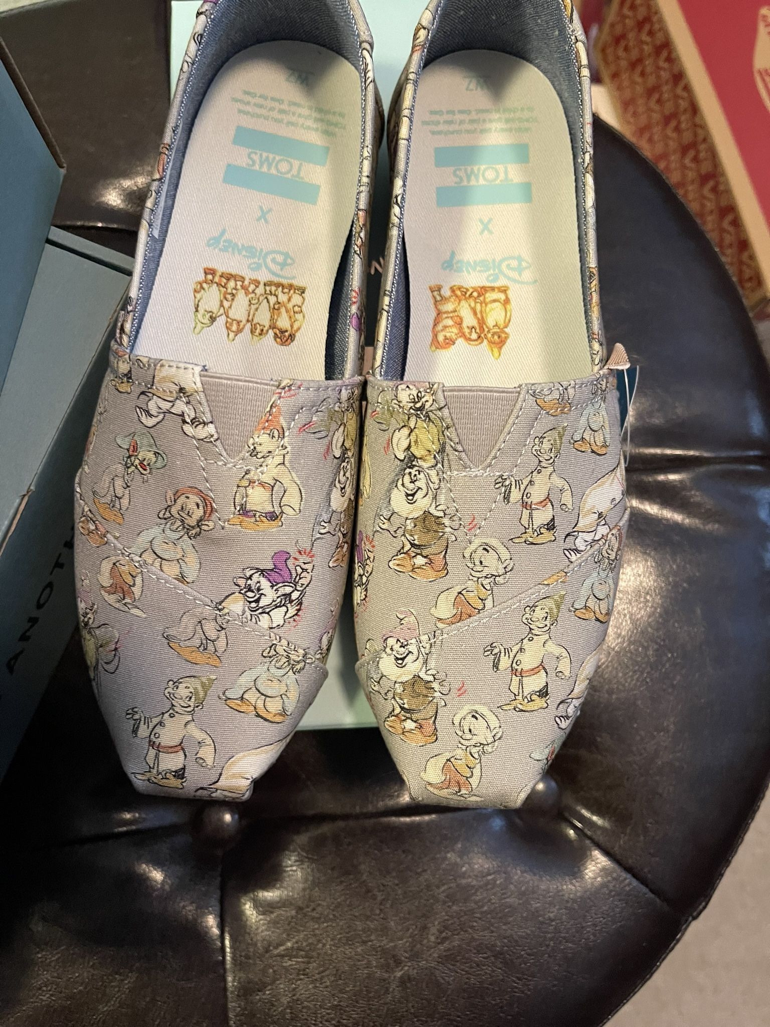 One Pair Of Tom’s Slip On Shoes Super Cute Brand New Size 7 ( Disney Characters).  The Seven Dwarfs 