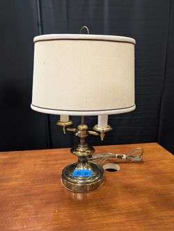 Vintage-Style Brass-Toned Double Candlestick Table Lamp