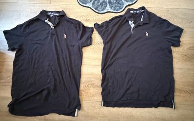 ⁠Lot of 2 U.S. Polo Assn. Men’s Short Sleeve Polo Shirts Black Size Medium⁠