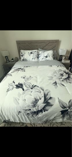 New Queen Bed Frame and Night Stand:Mattress Included