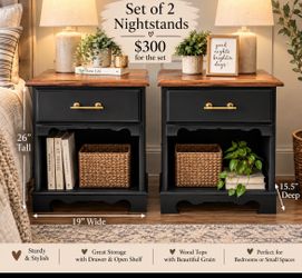 Nightstand set coal black