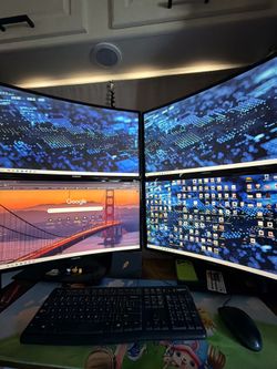 Four Samsung Curved Monitors