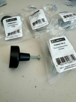 5 Matte Black Knobs, Brand New Round Soft Modern Knob