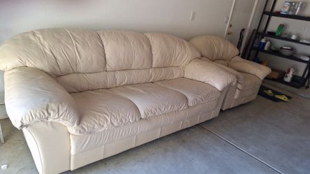 Leather couch and matching single large chair