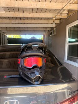 Fox dirt bike helmet with fox goggles