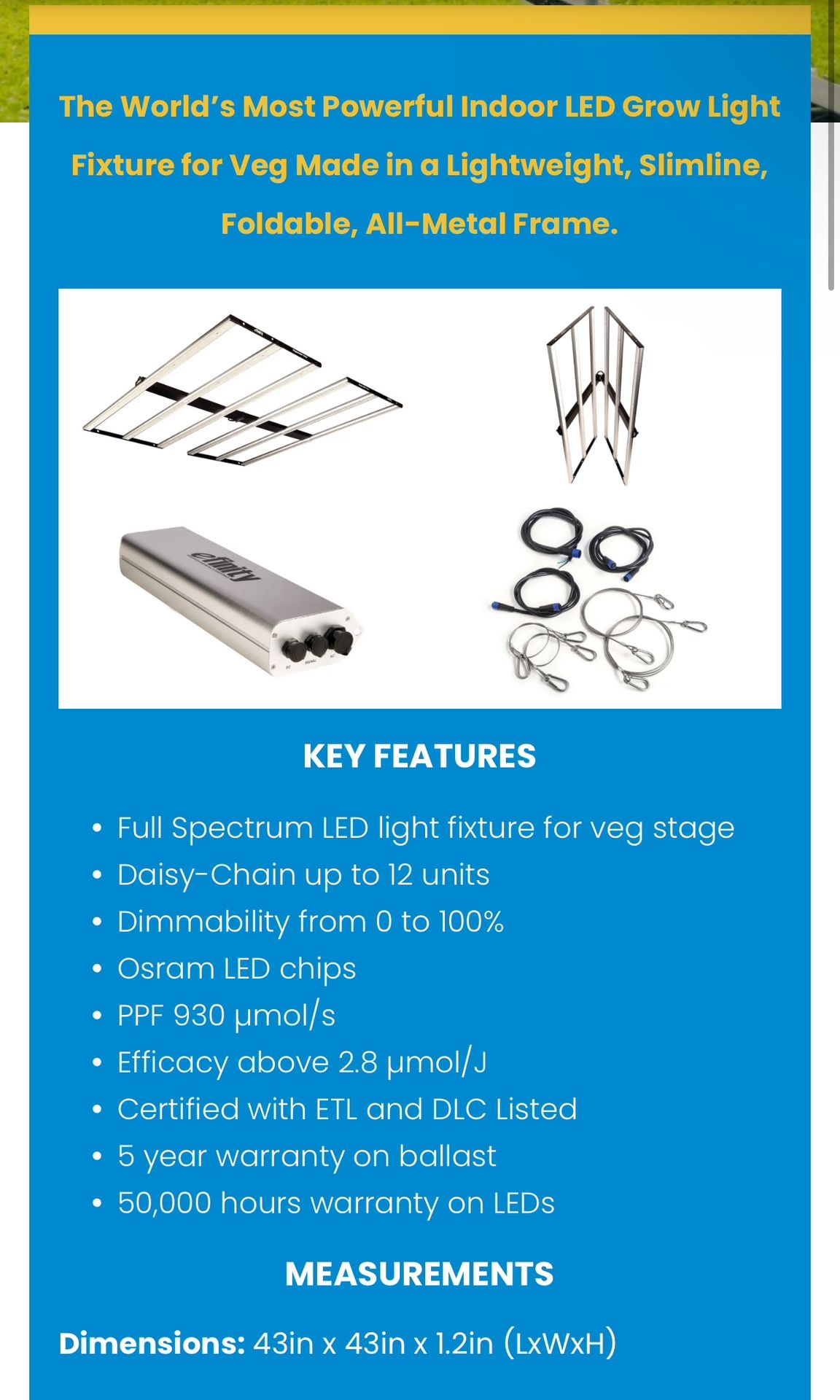 Efinity Super Vega 330 W Watt Veg Light