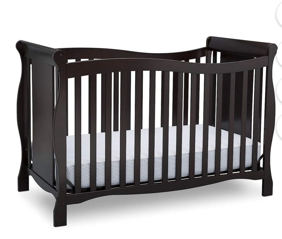 Delta Children Brookside 4-in-1 Convertible Crib, Sealy mattress, Full Bed Metal Frame