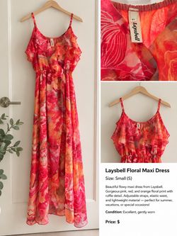🌺 Pink Floral Maxi Dress – Size Small
