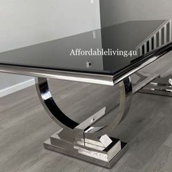 94” Black Glass Dining Table 
