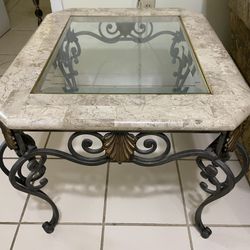 Iron Glass End Table