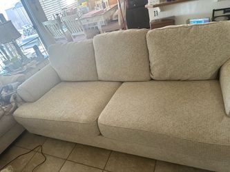 Beige Fabric 3-Seat Sofa