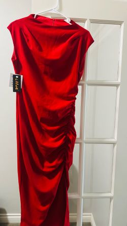 ihot 2026 Women's Mock Neck Side Slit Ruched Bodycon Cocktail Party Wedding Guest Midi Dress