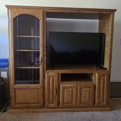 Solid Oak Vintage Entertainment Center