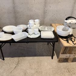 Large Lot Of Antique Milk Glass And Sunbeam Mixer