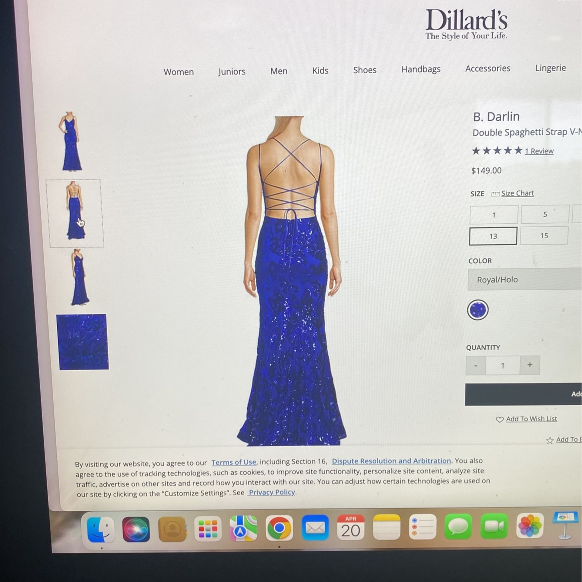 B Darlin Prom Dress Blue/black Size 11 Like New 