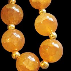 7pcs/Set ORANGE Dragon Veine Agate Round Ball Pandant Beads 10mm F22055