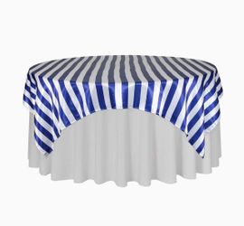 - 72 X 72 inch Square Striped Tablecloth Satin Overlays 