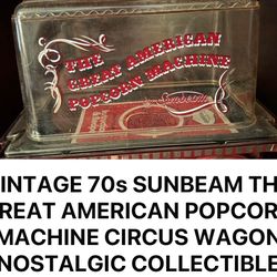 VINTAGE 70s SUNBEAM THE GREAT AMERICAN POPCORN MACHINE CIRCUS WAGON NOSTALGIC COLLECTIBLE