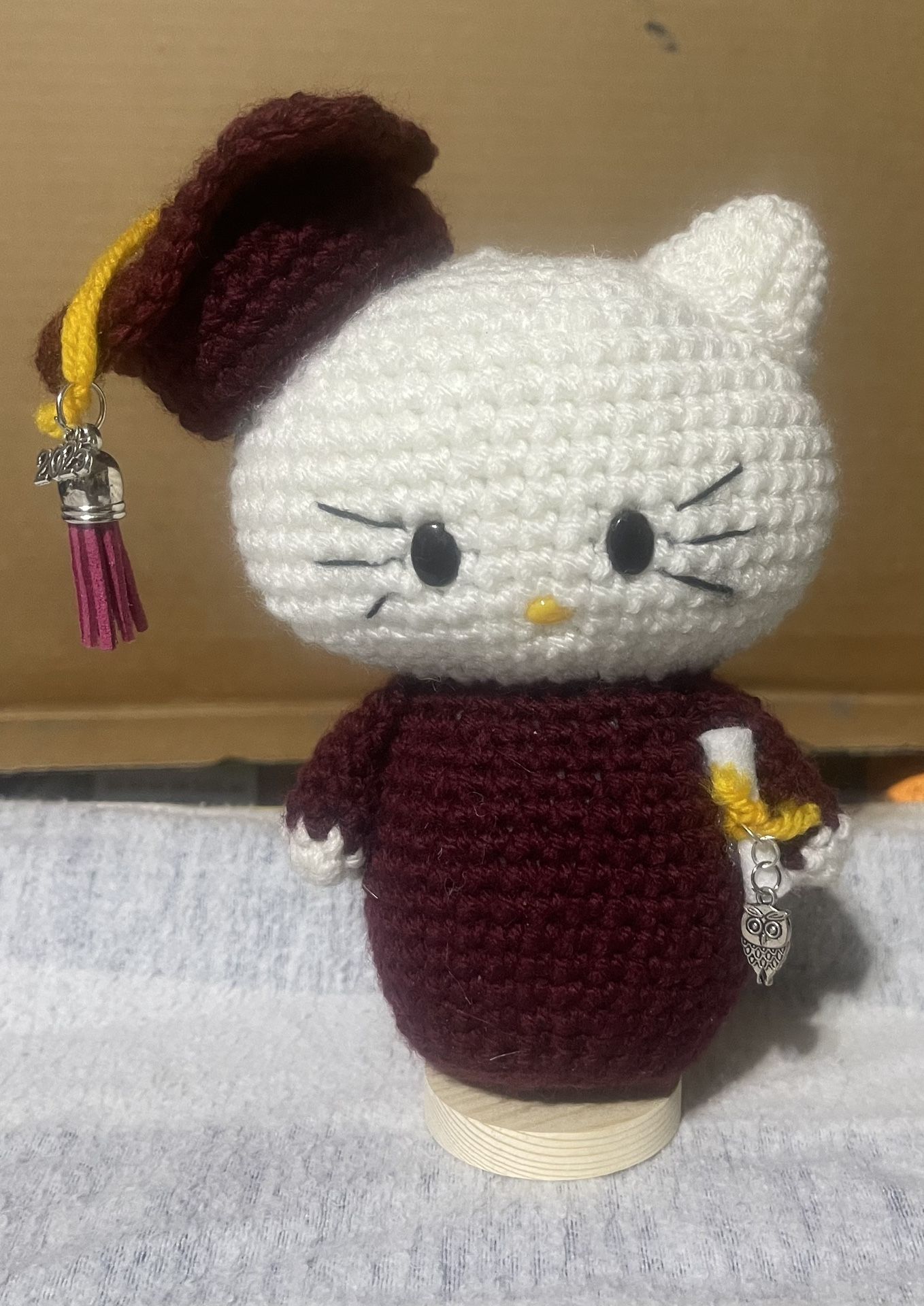 Maroon Hello Kitty Graduation Handmade