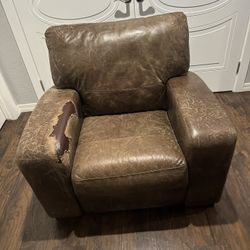 Free! Brown leather recliner