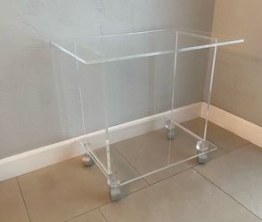 MidCentury Lucite Rolling Bar Cart Table