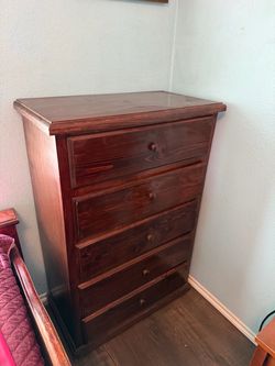 5-Drawer Tall Chest, Cherry Finish, 34" W × 51" H