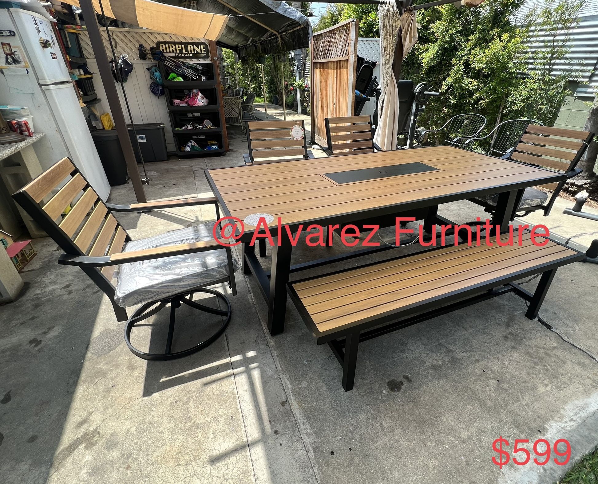Patio Furniture Outdoor Dining Table With Built In Cooler