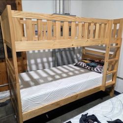 Bartly Natural Pine Twin/Twin Bunk Bed With Twin Trundle$20 Down Payment and delivery available 