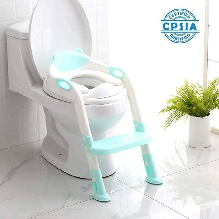 Brand New) Potty Training Seat Toddler Toilet Seat with Step Stool Ladder,Potty Training Toilet-Comfortable Safe Seat ,Anti-Slip Pads Ladder (Blue)