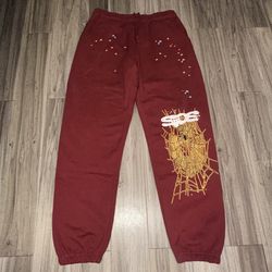 SP5DER “FW22” MAROON SWEATPANTS (S)