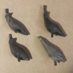Hand-carved Set of 4 Quail