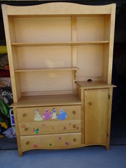 Available 2 pc wooden dresser/ shelving
