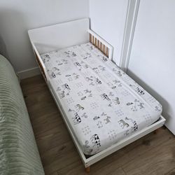 Toddler Bed, Mattress And Cotton Sheet
