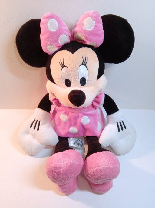 DISNEY Store Minnie Mouse 18" Plush Toy Plushie Doll Pink Dress Stuffed Animal