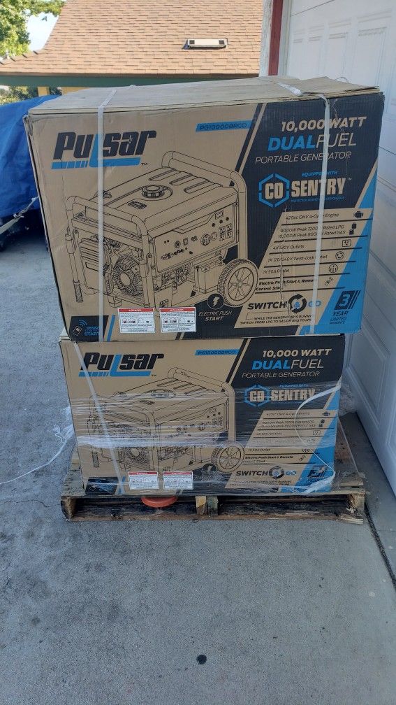 Pulsar 10,000/8,000 -Watt Dual-Fuel Gasoline and Propane with Recoil, Remote and Push to Start Portable Generator, CO Shutoff