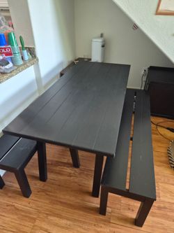 Ikea Bench Style Dining Table & Benches
