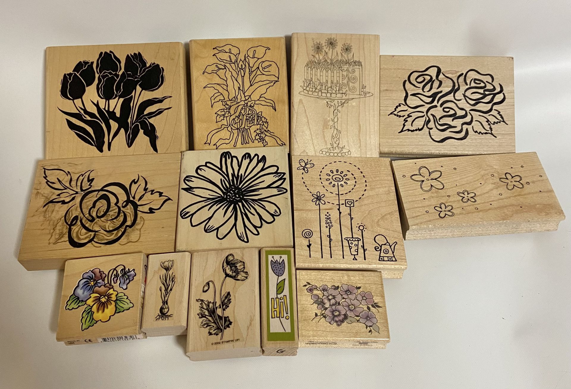 13 Floral Themed Rubber Stamps Large Sizes Too