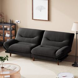 New Futon with Five Angles Adjustable Armrests and Adjustable Backrest Futon Sofa Couch for Small Spaces Living Room Office,Black  New in box SF24-065