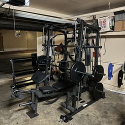 Vesta Fitness Smith Machine 1001 w/Bench Attachment | 230lb Bumpers Olympic Weights | 7ft Olympic Bar | Gym Equipment | FREE DELIVERY🚚 