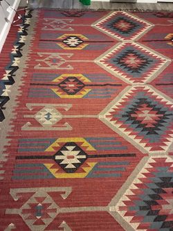 9 × 9 ft Handwoven Wool & Jute Kilim Rug — $225 OBO