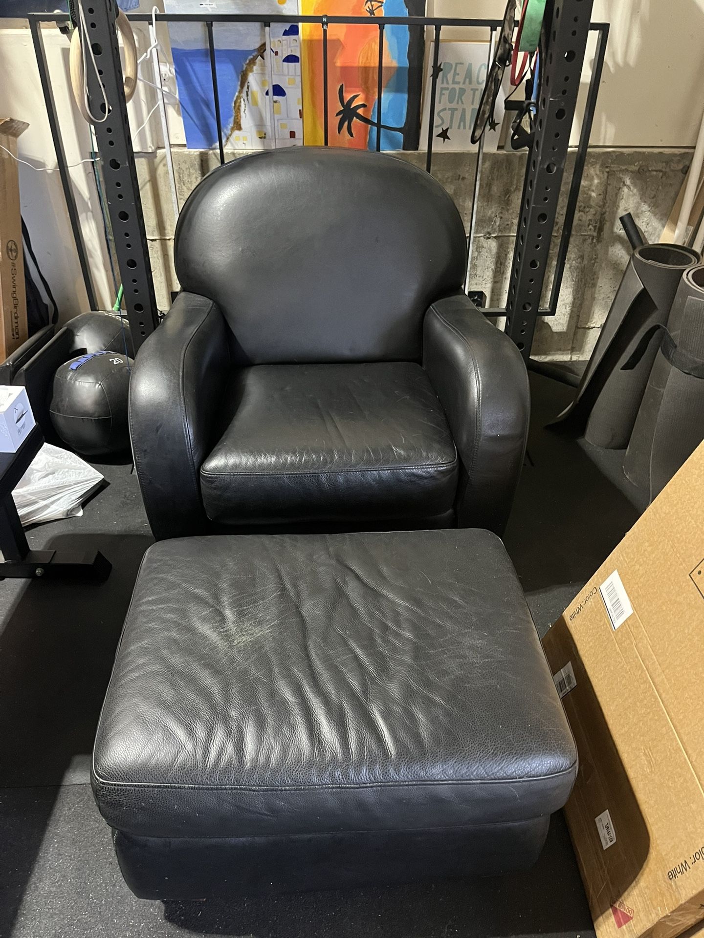 🖤 Flexsteel Grace Black Leather Chair & Ottoman – Timeless Elegance & Comfort