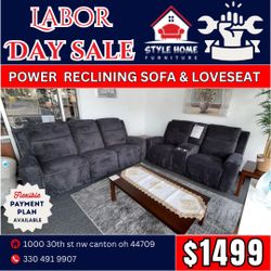Power Reclining Sofa and Love Seat $1,499