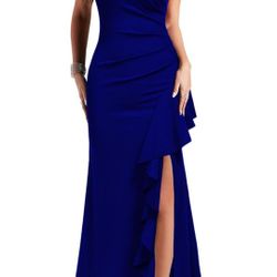 WOOSEA Women's Scoop Neck Sleeveless Split Bodycon Mermaid Evening Cocktail Long Dress