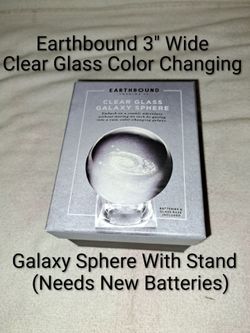 3" Wide Earthbound Clear Glass Color Changing Galaxy Sphere (Needs New Batteries)