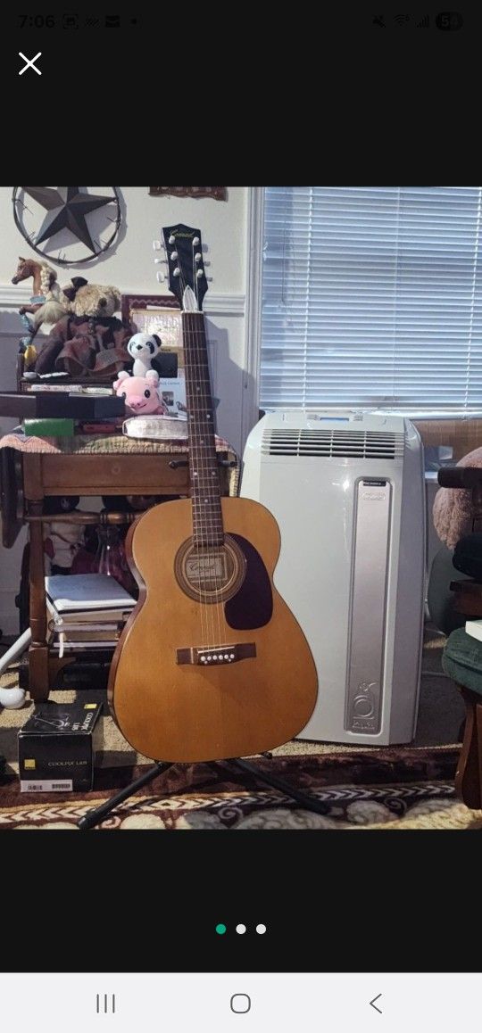 Conrad Acoustic Guitar Needs One String Has Stand