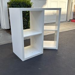 Set Of 2 Double Cube White Shelf Storage Shelves 