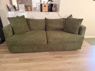 Green couch plus side chair
